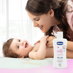 Chicco Baby Moments Body Lotion illipe-butter focus seals in moisture for hydrated skin.