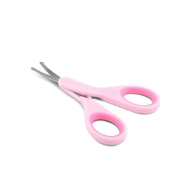 Chicco Pink scissors with protective cap for hygiene.