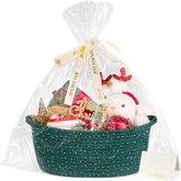 CHICVITA Gift Basket green woven closeup showcases durable cotton rope texture for long-lasting storage