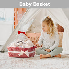 CHICVITA small storage basket red living room scene demonstrates versatile toy and towel storage