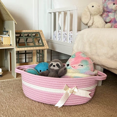 CHICVITA small woven rope basket inside view β soft, durable nursery organizer.