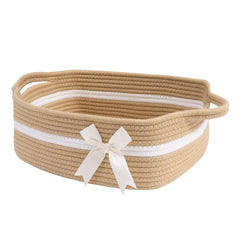 CHICVITA small woven rope gift basket in brown with handles for versatile storage.