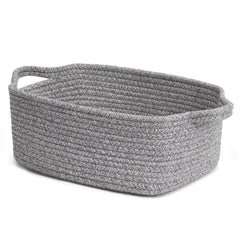 CHICVITA storage basket in grey with woven texture used as a cozy towel organizer