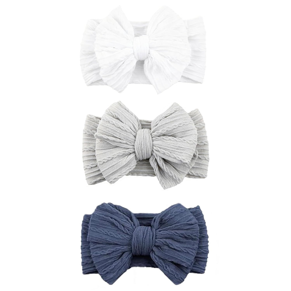 Chiduerm baby bows headband in white offers soft nylon comfort for delicate infant skin.
