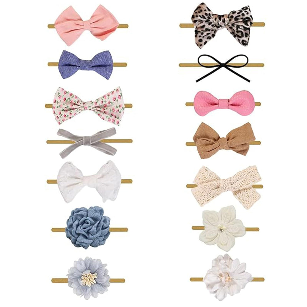 Chiduerm white flower headband with bow for newborn photography