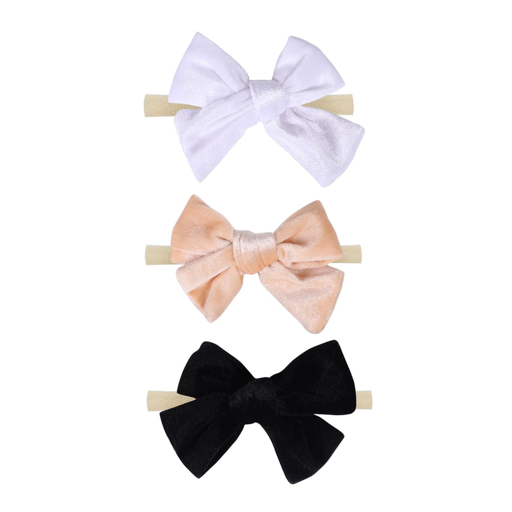 Chiduerm velvet hair bows on black headband for everyday outfits and comfort.