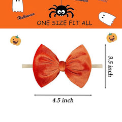 Chiduerm Halloween headband with purple velvet bow, gentle stretch for toddler wear