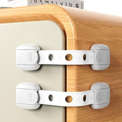Child Safety Strap Locks adhesive pads close-up showing residue-free mounting.