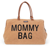 Childhome Mommy Bag Teddy Brown front view offering stylish, spacious diaper bag for daily use.