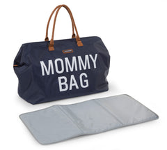 Childhome Navy Large Diaper Bag changing mat included for on-the-go baby care.