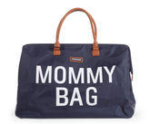 Childhome Navy Large Diaper Bag front view with spacious main compartment for on-the-go organization.