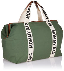 Childhome Signature Mommy Bag green multiple pockets for organized gear.