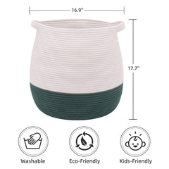 Childishness Ndup round hamper with handles for easy laundry transport.