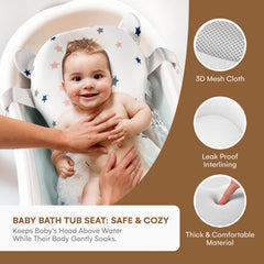 CHILDLIKE BEHAVIOR floating tub pillow safety highlights buoyant comfort for infant baths.