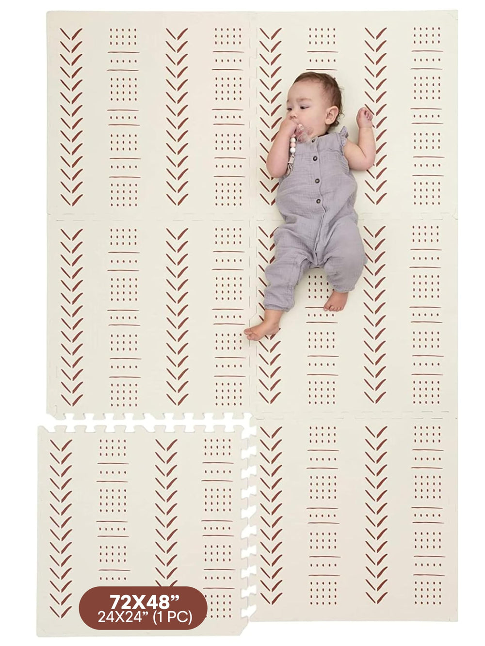 Childlike Behavior XL play mat 72x48 interlocking tiles support cushioned crawls and tummy time.