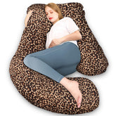 Chilling Home pregnancy pillow u-shape Leopard front view provides ergonomic side-sleep support.