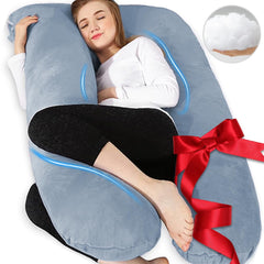 Chilling Home U-shaped pregnancy pillow with head support improves spine alignment for better sleep.