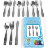 CHILLOUT LIFE 12-piece kids silverware with ergonomic grips for easy self-feeding