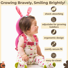 Chimpish Rabbit head protection strap adjustment ensures a snug, growing fit during outings.