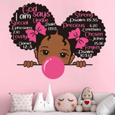 Chinco African girl wall decal with bubbles communicating joyful playtime