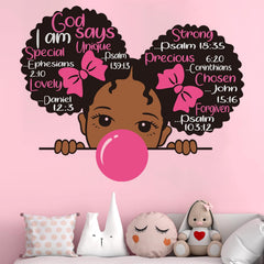 Chinco African girl wall decal with bubbles communicating joyful playtime