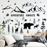 Chinco mountain wall decal creates a calming forest-themed nursery ambiance
