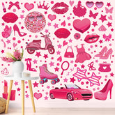 Chivertion pink girl wall stickers package flat view for easy room decor boost.