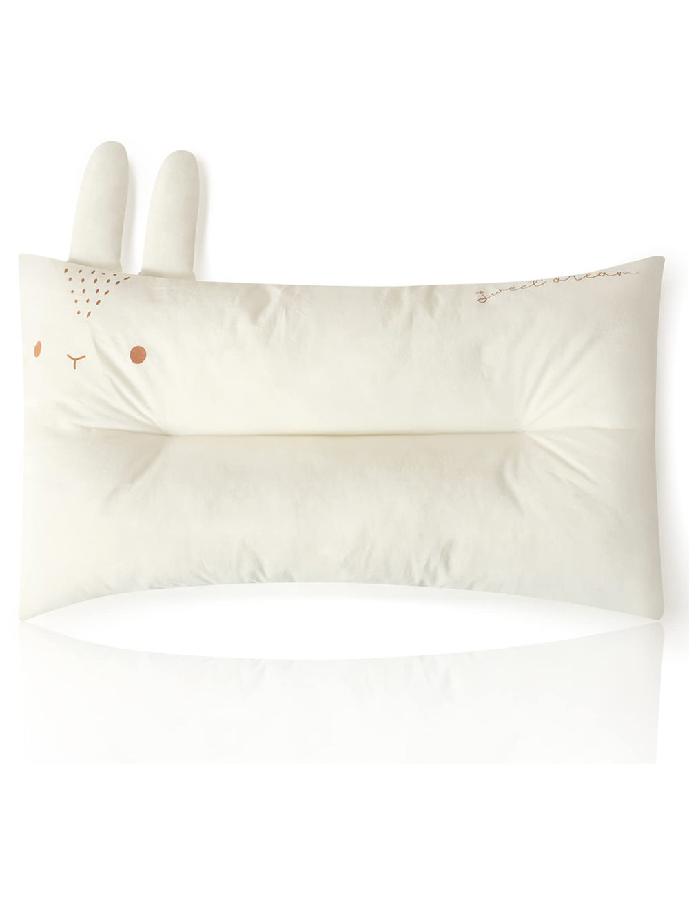 Choc chick toddler pillow rabbit closeup highlights soft organic cotton for cozy naps.