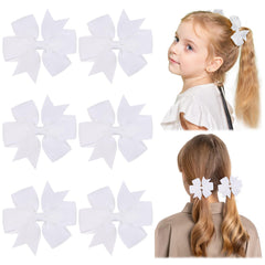 Choicbaby 3in white grosgrain pinwheel bow on a clip enhances toddler hairstyle