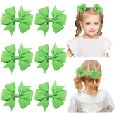 Choicbaby 3-inch green solid hair bow with secure clip for daily wear.