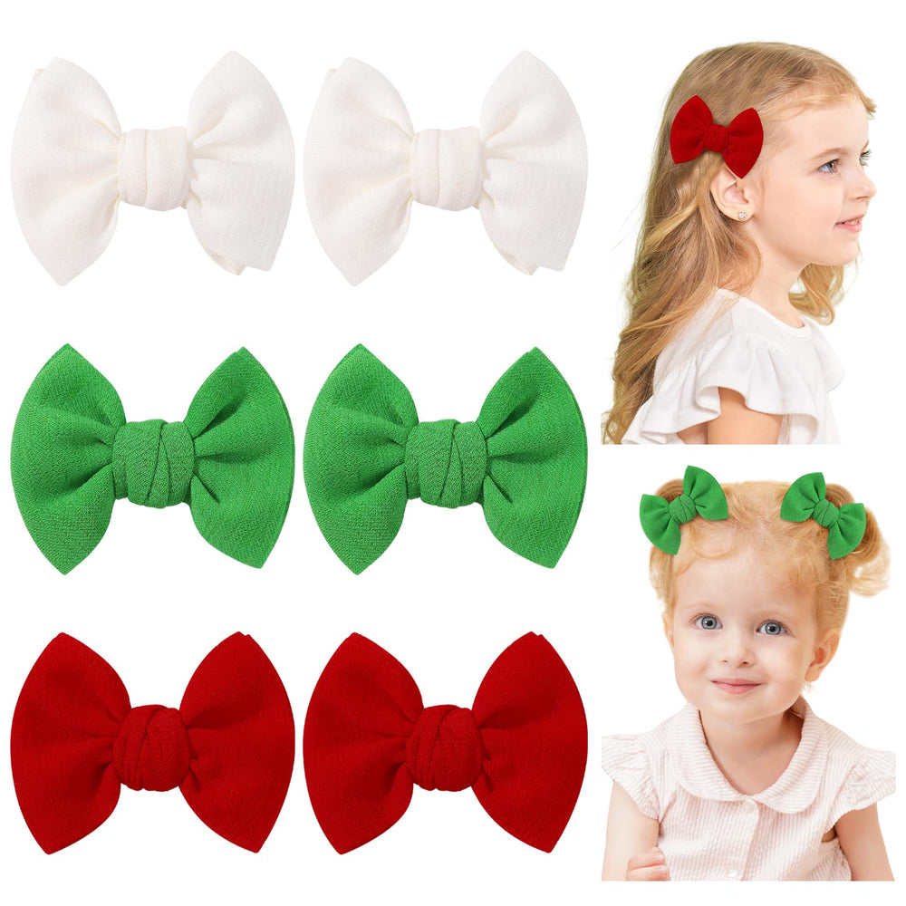 Choicbaby 6pcs Christmas hair clips set in red, green, white for festive looks.