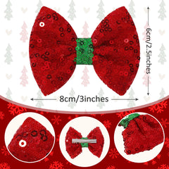 Choicbaby glitter red bow close-up with sequin sparkle for festive toddler styling.
