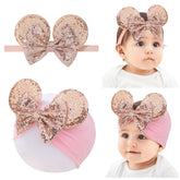 choicbaby mouse ears headband gold, gentle nylon fit for newborns and toddlers, comfortable all day.