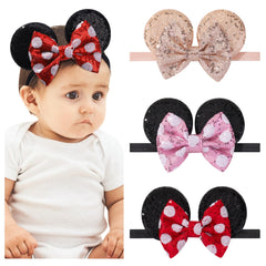 Choicbaby mouse ears headband set – three designs for newborn photo shoots and daily wear.