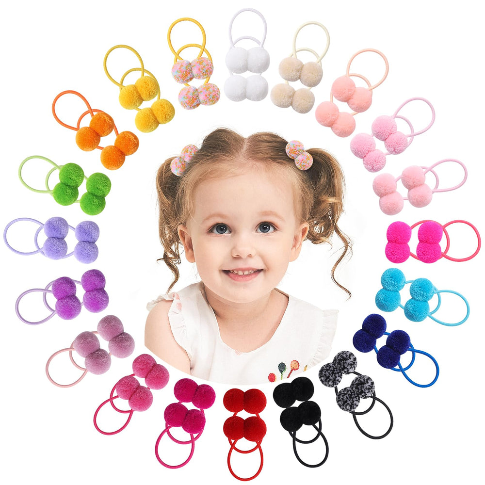 choicbaby pom-pom hair ties set of 40 in bright colors for quick, secure toddlers' hairstyles