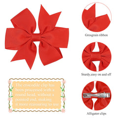 Choicbaby red solid clip bow on a toddler, ideal daily wear accessory.