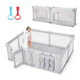 Cholena baby playpen folded setup showing space-saving design for compact storage