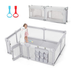 Cholena baby playpen folded setup showing space-saving design for compact storage