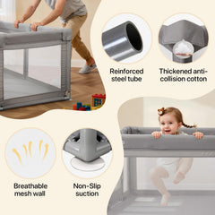 Cholena playpen zipper-door design for secure entry while learning to crawl