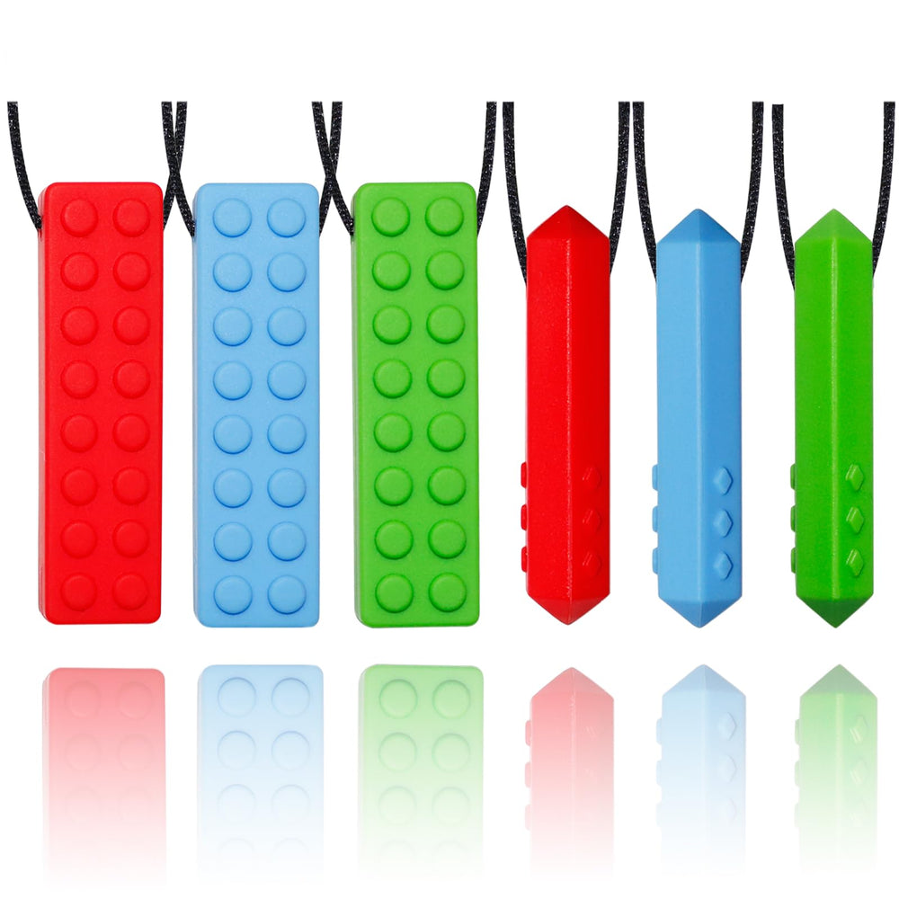 Choneer chew necklaces textured brick pendants for sensory chewing and focus