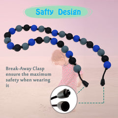 Choneer sensory chew necklace worn by child during activity highlights discreet anxiety support.