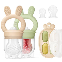 ChooKaChoo baby feeder 2-pack in caramel and olive promotes self-feeding.