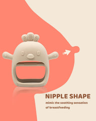 ChooKaChoo caramel teething mitten on hand offers anti-drop support for little explorers