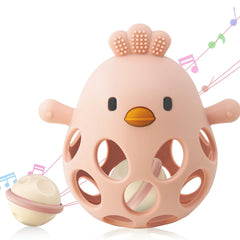Chookachoo teether chick with grip holes for easy holding and soothing teething.