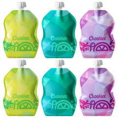 ChooMee TropiColor 8 oz pouch front view with secure double zipper for mess-free feeding.