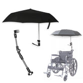 CHOYTONG wheelchair umbrella holder angle view demonstrates stable shade for comfortable rides.