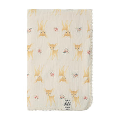 Christian Children’s Blanket Deer front view with soft two-layer fabric for cozy snuggles