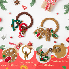 Christmas Teether sensory-texture silicone surface for tactile exploration