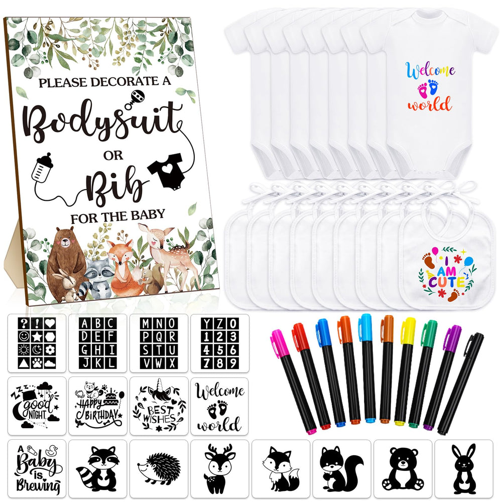 Chuarry DIY baby bibs decorating kit — bibs front view with two-layer protection for messes