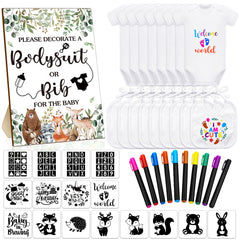 Chuarry DIY baby bibs decorating kit — bibs front view with two-layer protection for messes